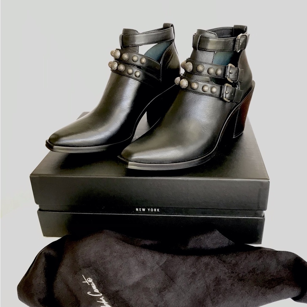 Black leather ankle boots